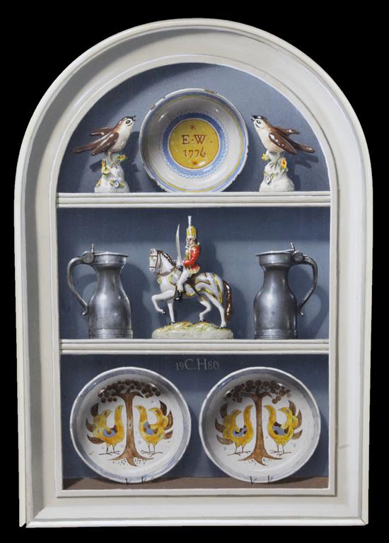 § Clifford Harrison (20th C.) Tromp loeil study of ornaments in a wall recess, arched, 23 x 16in.